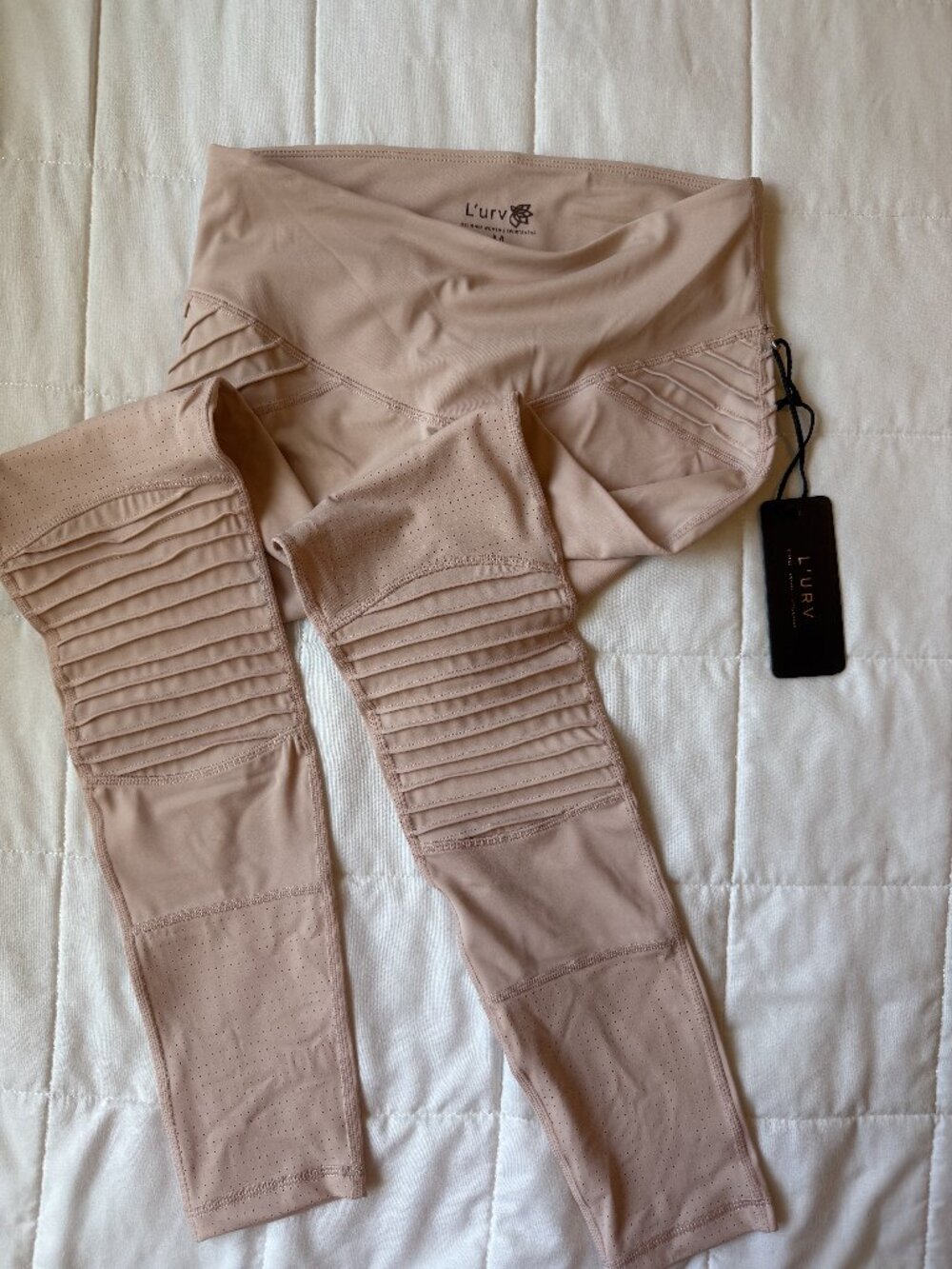 L'urv Race Ready Moto Crop Leggings Blush Pink Medium NWT
